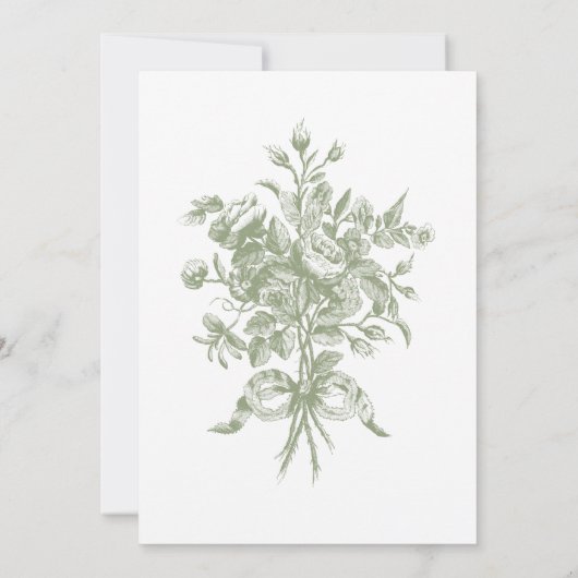 Classic Elegant Sage Green Floral Frame Wedding 招待状 (裏面)