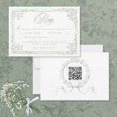 Classic Elegant Sage Green Floral Frame Wedding QR 出欠カード