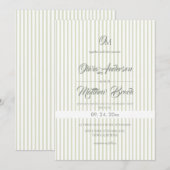 Classic Elegant⎮Sage Stripe Wedding  Invitation 招待状 (正面/裏面)