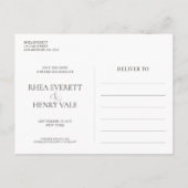 Classic Elegant Save Our Date Photo Postcard  ポストカード (裏面)