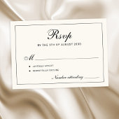 Classic elegant script black and ivory wedding 出欠カード