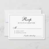 Classic elegant script black and white wedding 出欠カード (正面)