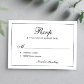 Classic elegant script black and white wedding 出欠カード