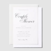 Classic Elegant Script Couple Shower ベラム紙招待状 (オフセット)