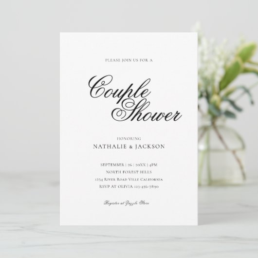 Classic Elegant Script Couple Shower Invitation 招待状 (スタンド正面)