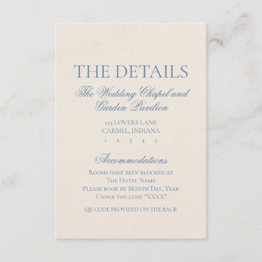 Classic Elegant Script Dusty Blue エンクロージャーカード (正面)