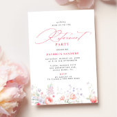 Classic elegant script floral retirement party 招待状