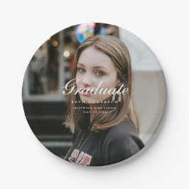 Classic Elegant Script Graduation Party Full Photo ペーパープレート