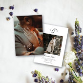 Classic Elegant Script Monogram Two Sided Photo セーブザデート