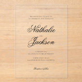 Classic Elegant Script Photo Wedding アクリル招待状 (正面)