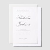 Classic Elegant Script Photo Wedding ベラム紙招待状 (オフセット)