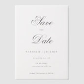 Classic Elegant Script Photo Wedding Save the Date ベラム紙招待状 (正面)