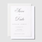 Classic Elegant Script Photo Wedding Save the Date ベラム紙招待状 (オフセット)