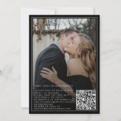 Classic elegant script QR code photo wedding 招待状 (裏面)