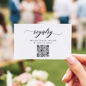 Classic Elegant Script QR Code Shower Registry ノートカード