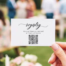 Classic Elegant Script QR Code Shower Registry ノートカード