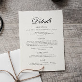 Classic Elegant Script Wedding Details エンクロージャーカード