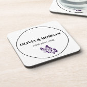 Classic Elegant Script Wedding Rehearsal Paper コースター (左側)