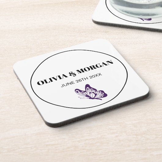 Classic Elegant Script Wedding Rehearsal Paper コースター (左側)