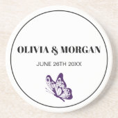 Classic Elegant Script Wedding Rehearsal Sandstone コースター (正面)