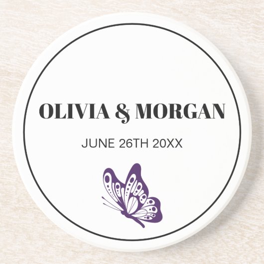 Classic Elegant Script Wedding Rehearsal Sandstone コースター (正面)