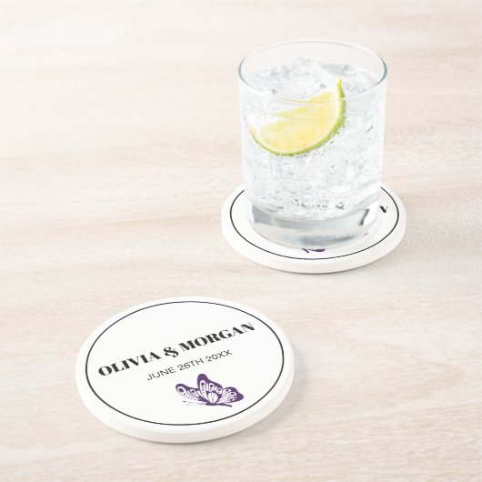 Classic Elegant Script Wedding Rehearsal Sandstone コースター (側面)