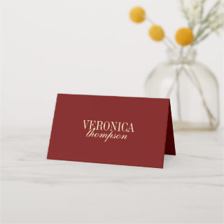 Classic Elegant Script Wine Red Wedding プレイスカード
