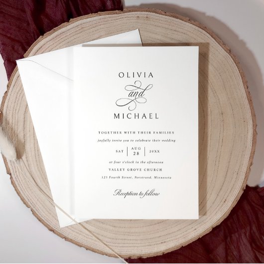 Classic Elegant Simple Calligraphy Wedding 招待状