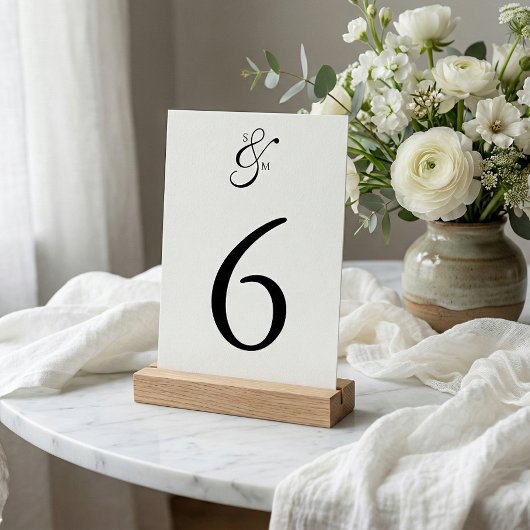 Classic Elegant Simple White Wedding Table Card テーブルナンバー