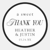 Classic Elegant Sweet Thank You Wedding Favor ラウンドシール (正面)