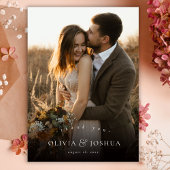 Classic Elegant Typography Single Photo Wedding サンキューカード