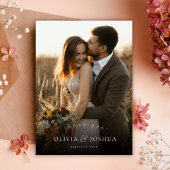 Classic Elegant Typography Single Photo Wedding サンキューカード