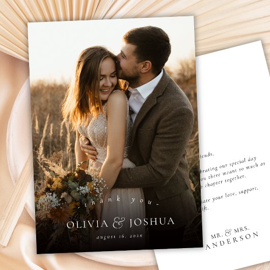 Classic Elegant Typography Single Photo Wedding サンキューカード