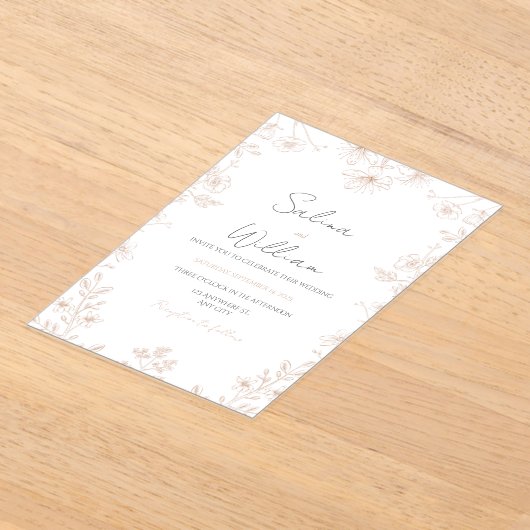 Classic Elegant Wedding Invitation | Timeless  アクリル招待状 (レイダウン)