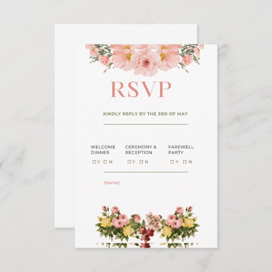 Classic Elegant Wedding RSVP Card (正面/裏面)