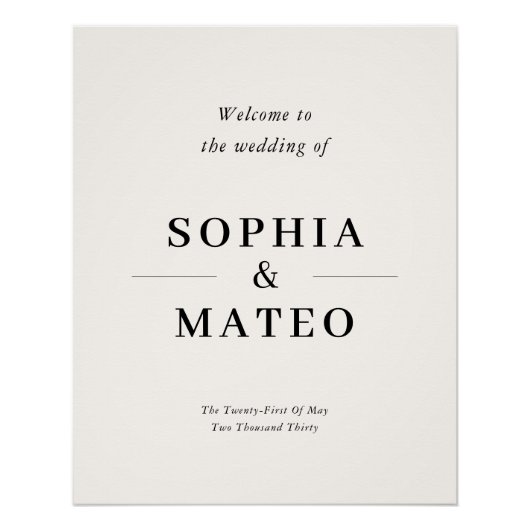 Classic Elegant Wedding Welcome Sign ポスター (正面)