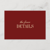 Classic Elegant Wine Red Wedding Details エンクロージャーカード (正面)