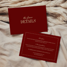 Classic Elegant Wine Red Wedding Details エンクロージャーカード