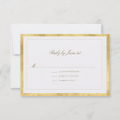 Classic Elevated Gold Pearl Sm Formal Wedding 出欠カード (正面)
