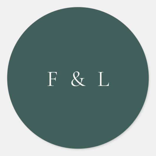 Classic Emerald Green Monogram Simple Wedding ラウンドシール (正面)