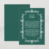 Classic Emerald Green Ornately Framed Wedding エンクロージャーカード (正面/裏面)
