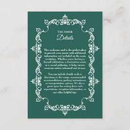 Classic Emerald Green Ornately Framed Wedding エンクロージャーカード
