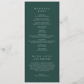 Classic Emerald Green Simple Wedding プログラム (裏面)