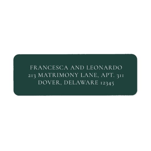 Classic Emerald Green Simple Wedding ラベル (正面)