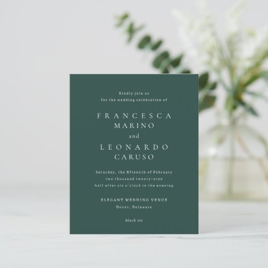 Classic Emerald Green Simple Wedding Invitation (スタンド正面)