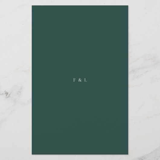 Classic Emerald Green Simple Wedding Menu (裏面)