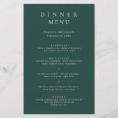 Classic Emerald Green Simple Wedding Menu (正面)