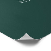 Classic Emerald Green Simple Wedding Welcome Sign ポスター (角)