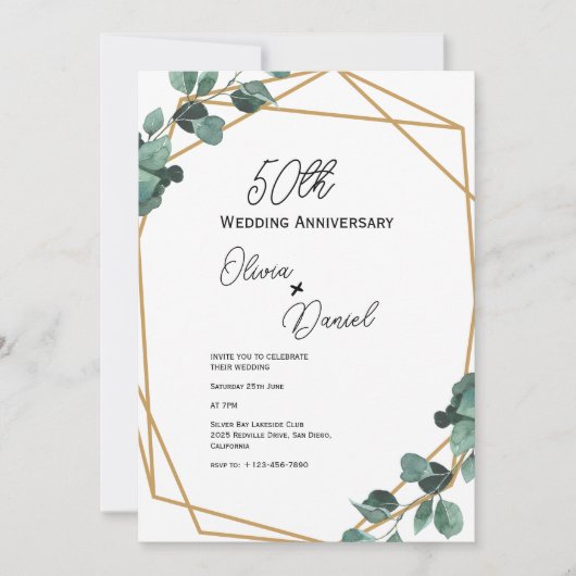 Classic Emerald Greenery Wedding Anniversary  招待状 (正面)