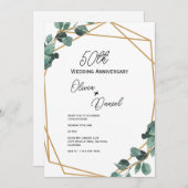 Classic Emerald Greenery Wedding Anniversary  招待状 (正面/裏面)